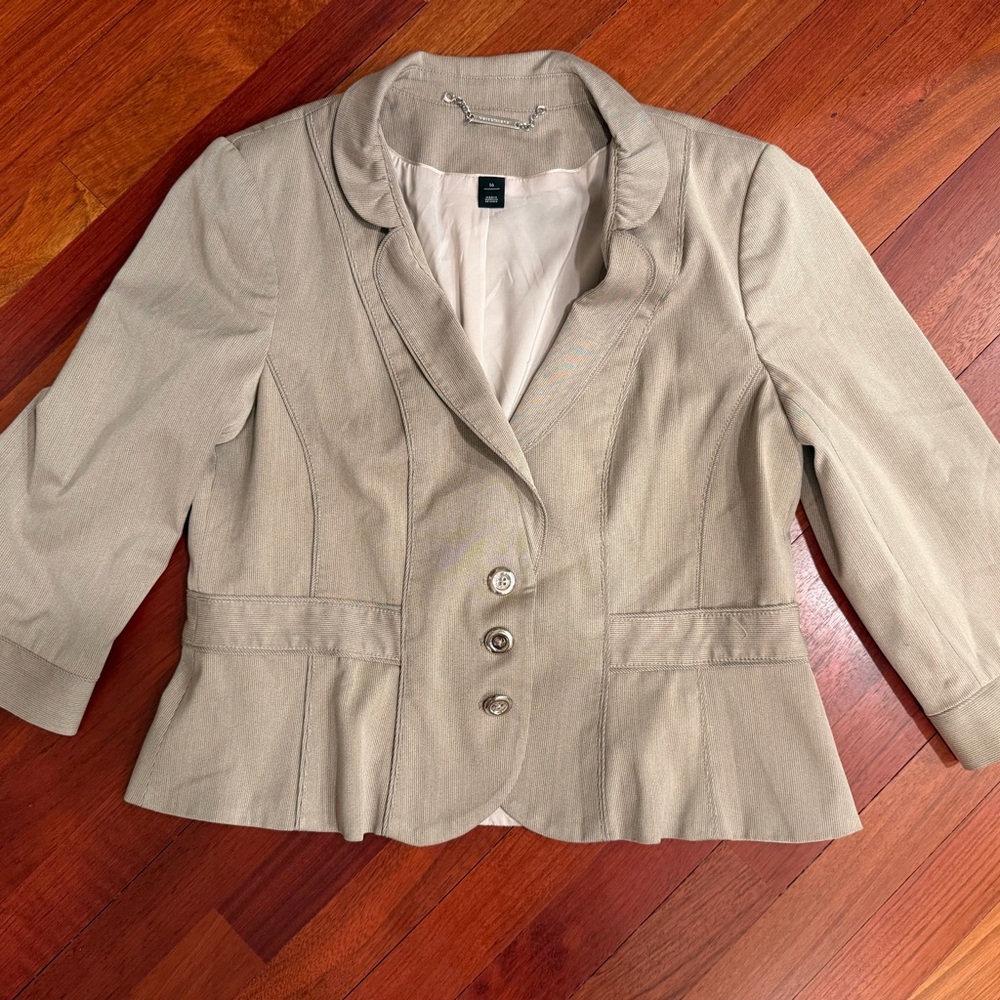 White House Black Market Beige Peplum Blazer